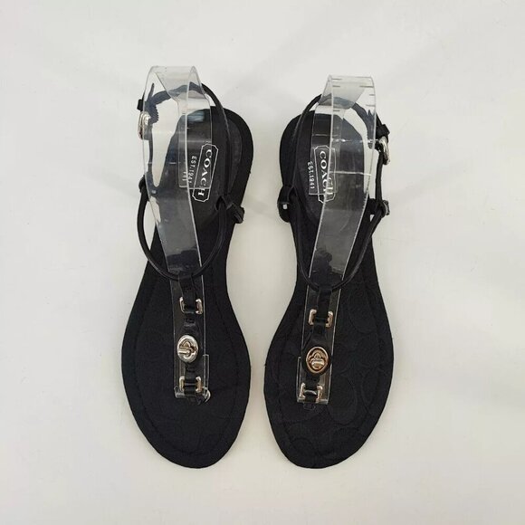 Coach Women's Robyn Signature Black Thong T-Strap Sandals Size 7B US - Picture 4 of 9